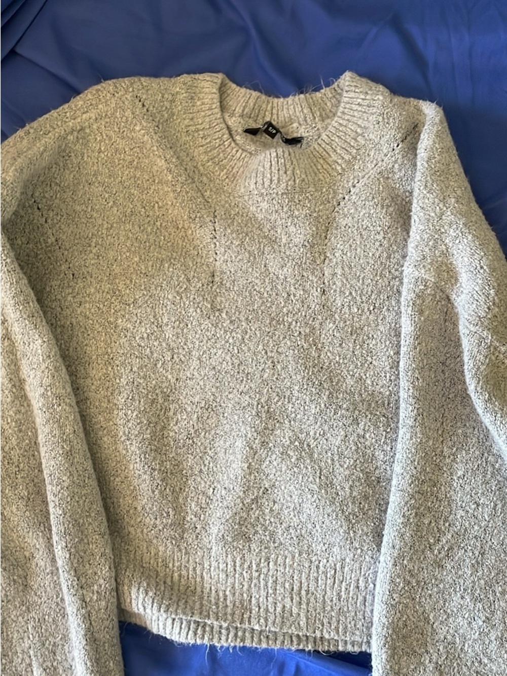 Cozy Textured Crewneck Sweater in Light Heather Gray